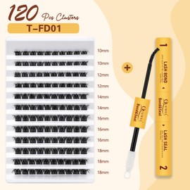 QUEWEL DIY Lash-Extensions Kit MIX10-18mm Lash-Clusters with Bond&Seal Super Hold, Cluster-Lashes and Long Lasting Suitable for Beginners to Complete Cluster Eyelash Extensions at Home(T-F01)