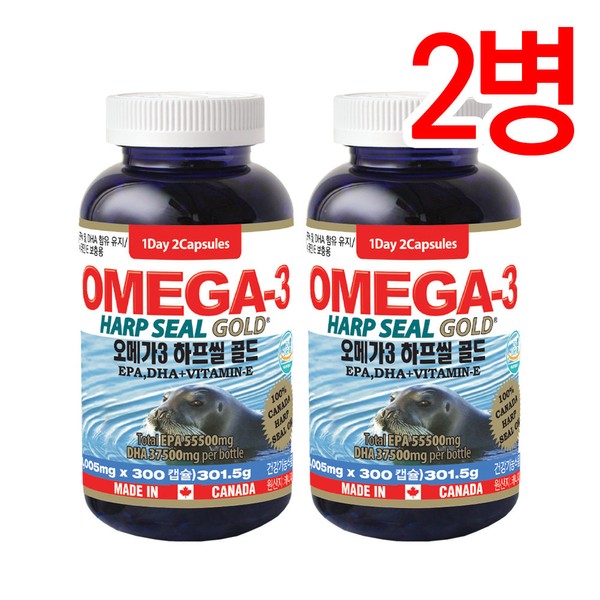2 bottles of Tonglife Canada Omega3 Half Seal Gold (1,005mgx300 capsules - 5 months&#39; supply) / 통라이프  캐나다 오메가3 하프씰 골드(1,005mgx300캡슐-5개월분) 2병