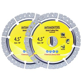 ANTENGDATOOL 4-1/2 Inch Diamond Cut Off Wheel for Metal, 4.5" Angle Grinder Cutting Grinding Disc on Cast Iron Rebar Carbide Stainless Steel Saw Blades 7/8“ Arbor, Pack of 2