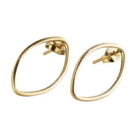 18K Gold and Silver Oval Earrings for Women Minimalist Design Gift, Gold Plated