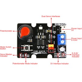 Servo Motor Controller, 1 Channel Servo Controller Debugging Board, Robot Arm Test Board with Simple Button for Debugging and Testing 5-8.4V Steering Gears