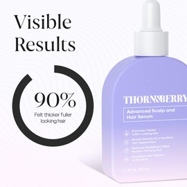 Thorn & Berry Scalp Serum For Thinning Hair & Density Booster | Hair Thickening And Strengthening Treatment For Damaged & Thicker Hair | Biotin Hair Oil With Rosemary, Peppermint, And Topical Caffeine