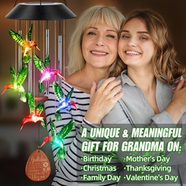 Grandma Gifts for Christmas Best Grandma Gifts from Grandkids Granddaughter Grandchildren, Unique Grandma Birthday Gifts for Nana Gigi Grandmother New Grandma-Hummingbird Solar Wind Chimes for Outside