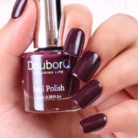 DouborQ Mud Red Color Nail Polish Finger Air Dry Long-lasting Nail Art Varnish (15)