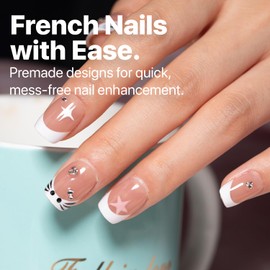 SXC Cosmetics French Tip Press On Nails Pink Series, Small Coffin X-Pro Tips Starter Kit