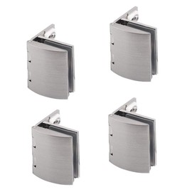 Set of 4 NUZAMAS 90 Degree Glass Clamps, Adjustable 8-10mm, Clip Glass Hinge for Cabinet Glass Door, Glass Showcase, Glass Wine Cabinet Cupboard Door Wall Mounted, Zinc Alloy Brushed Finished