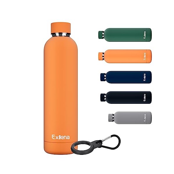 Exllena Insulated Water Bottles 1L with Water Bottle Buckle, Double