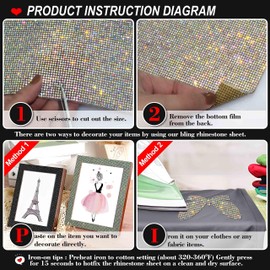 Locacrystal Bling Rhinestone Sticker DIY Car Decoration Stickers Self-Adhesive Hotfix Glitter Crystal Gem Sheet Sticker for Car&Craft Decoration with 19440Pcs 2mm Rhinestones(Crystal AB,9.4" x 15.8")