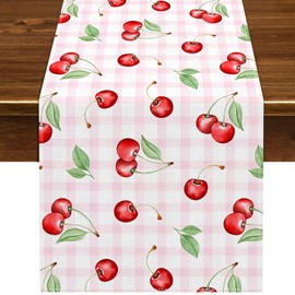 Nepnuser Cherry Table Runner She's The Cherry On Top Party Decorations Summer Tropical Home Kitchen Dining Room Decor