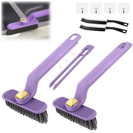 Pack of 2 360 Degree Rotatable Joint Cleaning Brush, Multifunctional Rotating Joint Cleaning Brush with Joint Cleaning Brushes and Hooks, Hard Bristles, Joint Brush for Kitchen Door Rail