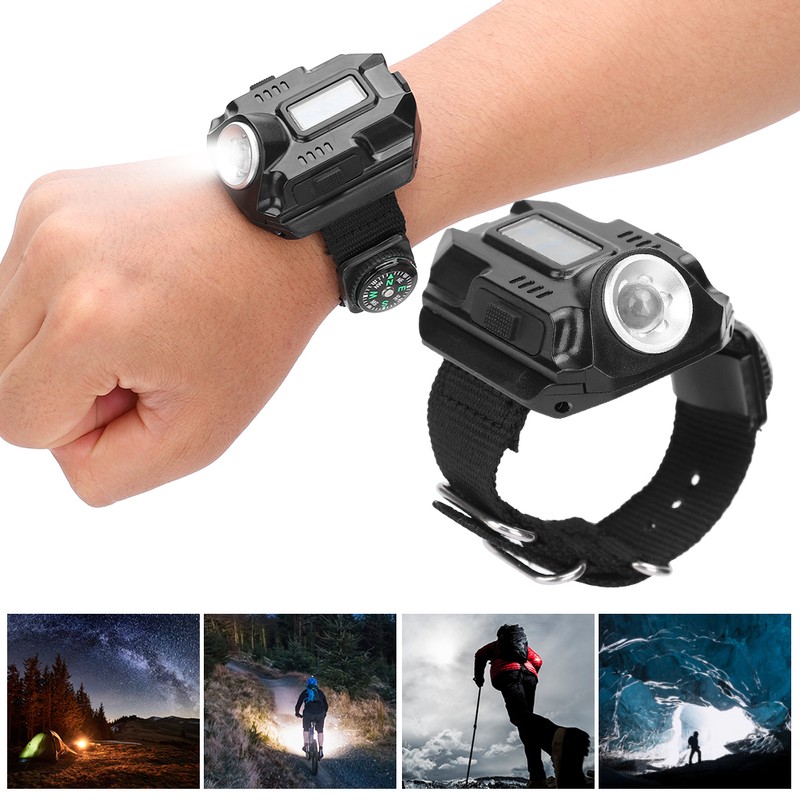 Wrist LED Light Hand Flashlight with Display Electronic Watch MultiFunctional