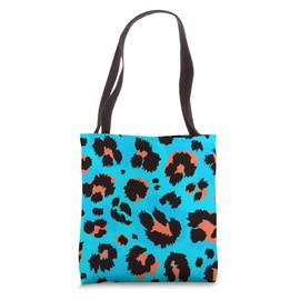 Blue Cheetah Pattern / Leopard Print / 1980s Vintage Style Tote Bag