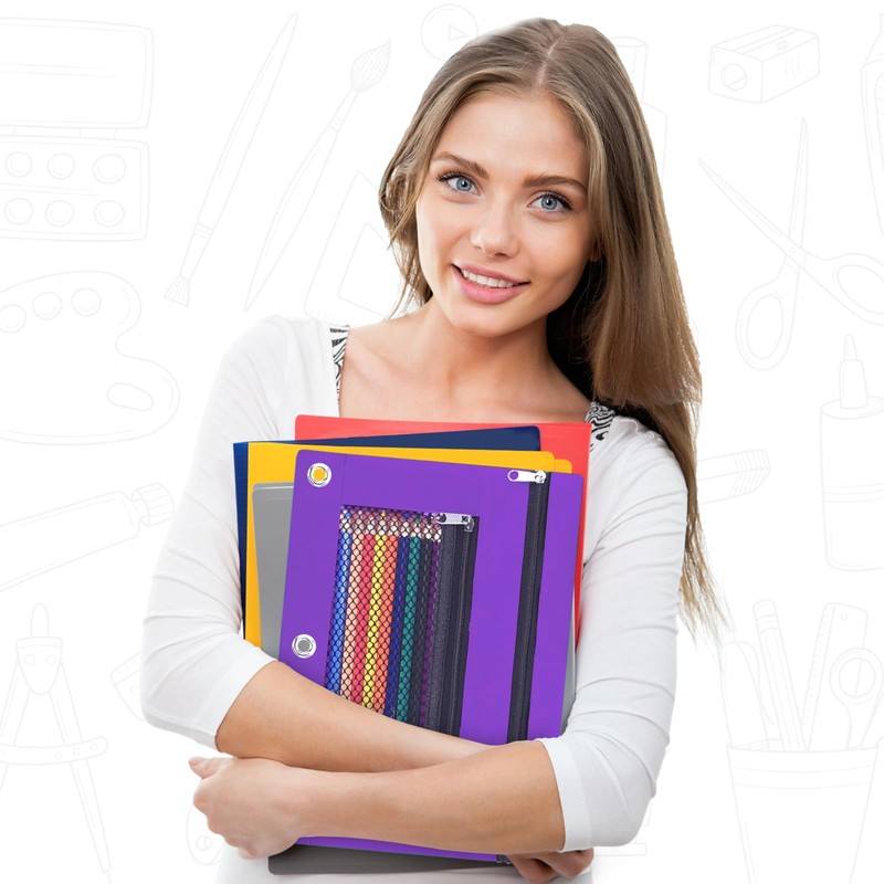 ASBEFORE Pencil Pouch 3 Ring Binder: 3 Ring Binder Pencil