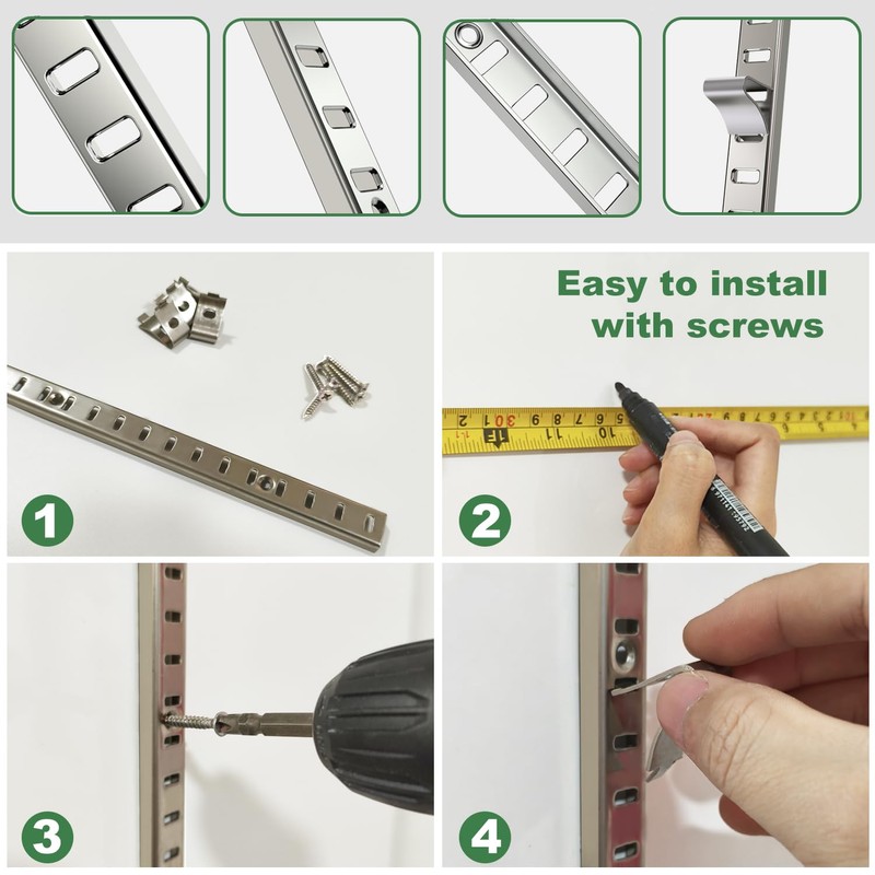 8 Pcs 36 Inch Shelf Pilaster with Clips, Adjustable Shelf