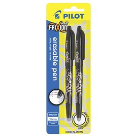 Pilot Frixion Ball Black Erasable Gel Ink 1.0mm, Pack of 2 Gel Pens