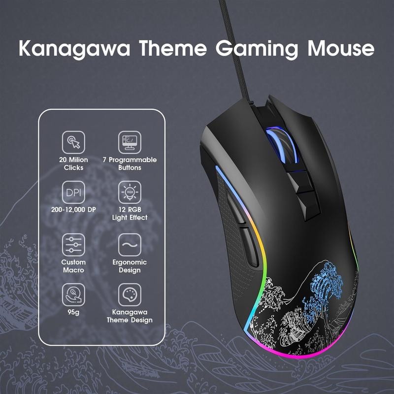 XVX Wired Gaming , 12000 DPI RGB Gaming with 12