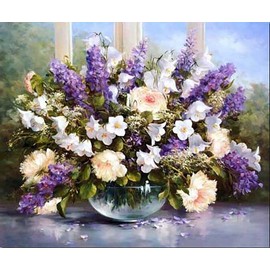 Pavemlo DIY 5D Diamond Painting Kits Lavender Flowers Diamond Painting Cross Stitch Embroidery Rhinestone Full Picture Art for Painting Living Room Bedroom Decoration Wall Sticker 30 x 40 cm