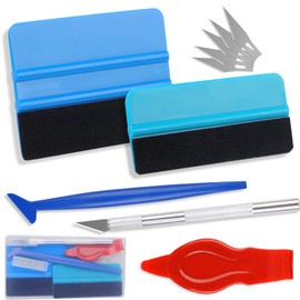 10PCS Window Tint Tools Kit, Premium Vinyl Wrap Kit, Easy to Apply Glass & Window Film Application Kit, Vehicle Vinyl Wrap Tools - 2PCS Felt Squeegee & Micro Squeegee & Craft Knife &Edge Trimmer