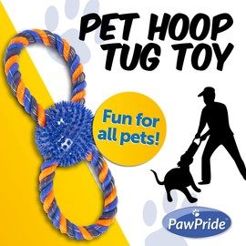 PawPride Rope Tug Toy for Dogs - Dog Toys - Dog Rope Toy - Dog Chew Toys - Tough Dog Chew Toy -Double Handle, Bone and Rope Ball (Double Tug)