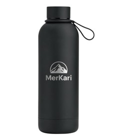 MerKari Insulated Stainless Steel Water Bottle with Leakproof Lid, Double Wall Vacuum Insulated, 24 Hour Cold Retention (Black)