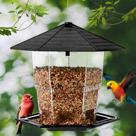 Jealoeur Bird Feeders for Outdoors Hanging Bird Feeder Wild Birds Seed, Black