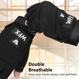 WFX Tough Fingerless Performance Gloves Protection Work Gloves, Padded Palm, Half-Finger Black (Large)