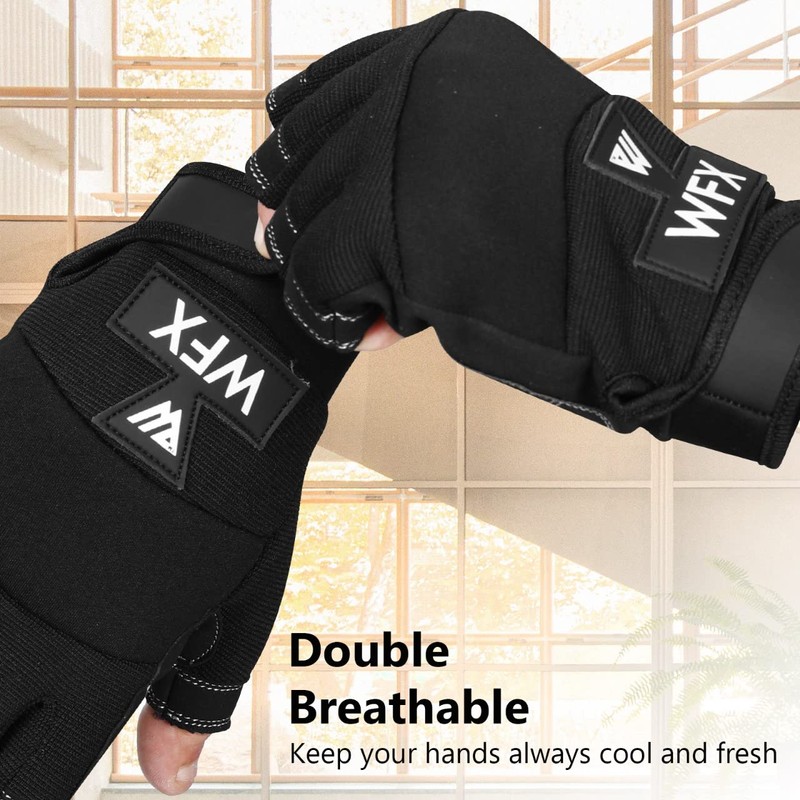 WFX Tough Fingerless Performance Gloves Protection Work Gloves, Padded Palm,