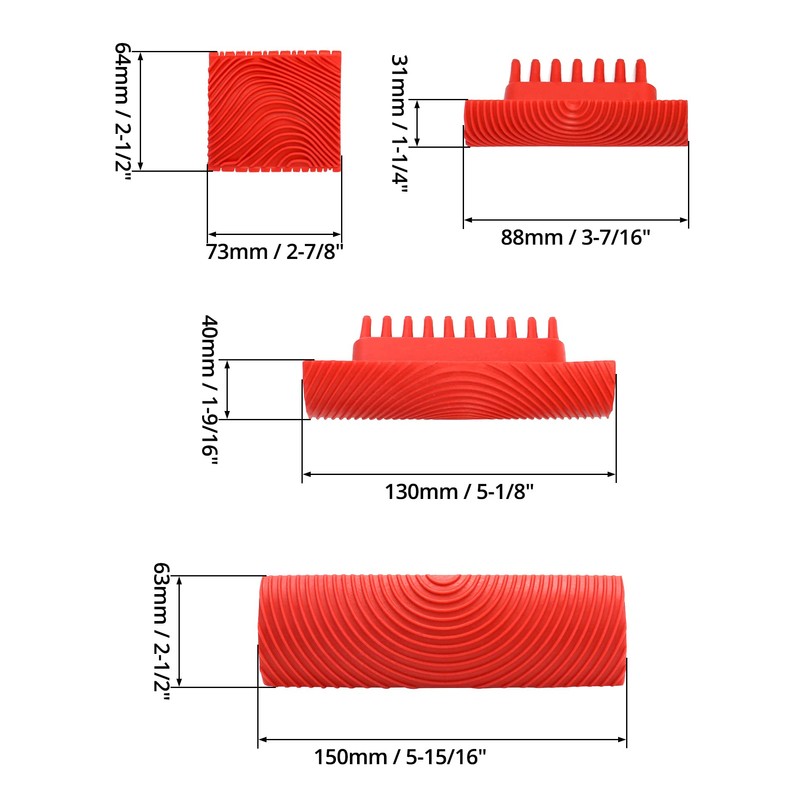 QWORK® 4Pcs Wood Grain Tool, Wood Pattern Painting Tool Rubber