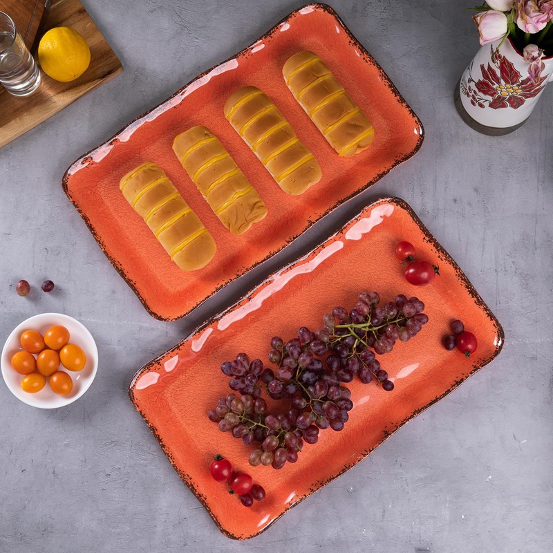 LEHAHA Melamine Serving Tray/Platters Set of 2, 17.5" x 10",