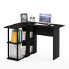 Furinno Abbott L-Shape Computer Desk with Bookshelf, Espresso/Black