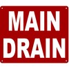Main Drain Sign (Aluminium Reflective, RED 10x12)