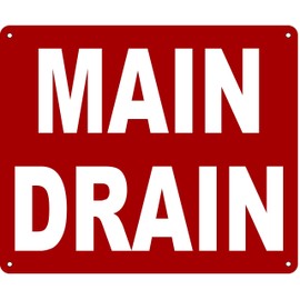Main Drain Sign (Aluminium Reflective, RED 10x12)