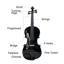 ModouString Electric Violin 4/4 full Size 4 string Acoustic Violin Spruce Maple Ebony Wood with Case, Bow Handmade for Beginners, Students, Professionals (Black)