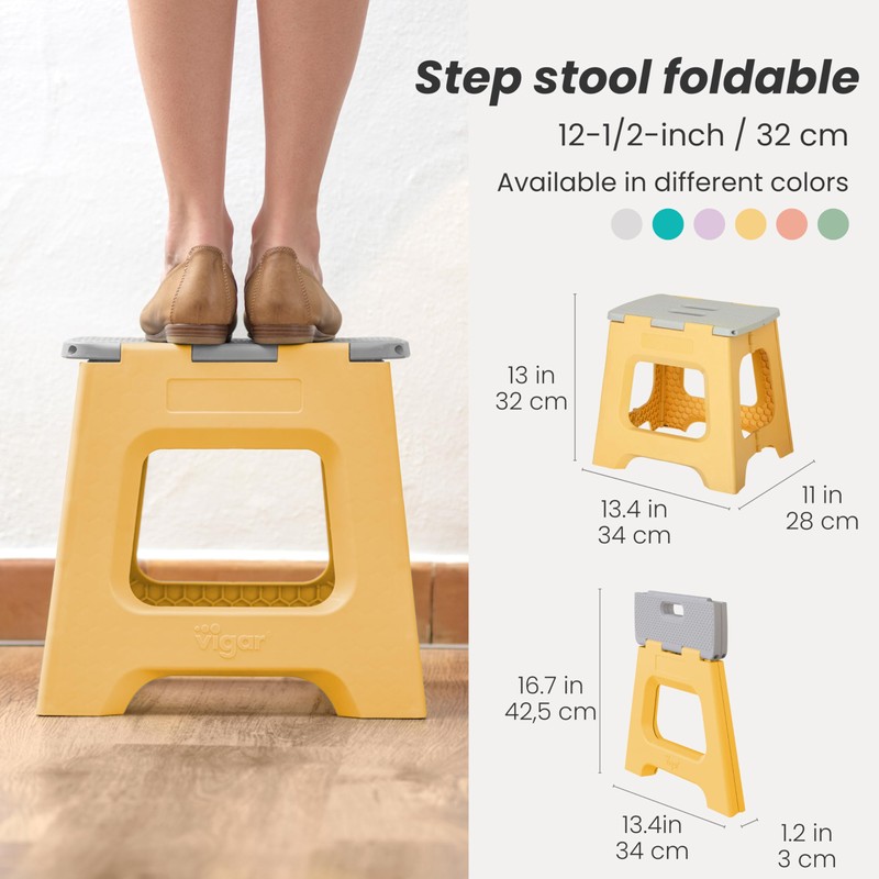 Vigar Compact Step Stool Foldable, 12-1/2-inch Step Stools for Adults
