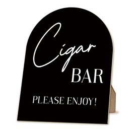 ANIANG Cigar Bar Sign, Wedding Reception Decorations Wood Arch Sign, Wedding Accessories for Reception, Cigar Signs Wooden Sign with Stand for Bachelorette Party Cigarlounge Decor, 8x10 Inch