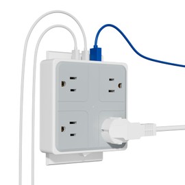 Surge Protector Outlet USB Extender - Kiudth 3 Outlet Splitter with 3 USB Ports(1 USB A), Electrical Adapters Multi-outlets with USB Ports,Square Wall Multi Plug for Travel Home Office Dorm (White)