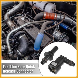 Partuto 9.89mm SAE to 10.5mm 90 Degree Fuel Line Hose Release Connector 2pcs Replacement