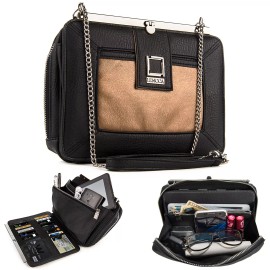 Lencca Women Travel Medium Leather Shoulder Crossbody Bag Wallet Purse Handbag