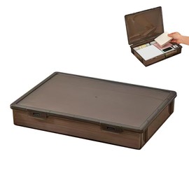 Storage Boxes, Versatile Storage Box with Lid, Transparent Boxes, Storage, Organise A4 Papers, Certificates, Documents and Crafts (Black Transparent)