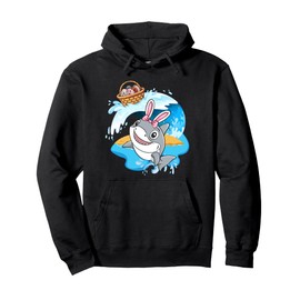 Easter Shark Bunny Ears Egg Basket, Funny Boys Girls Kids Pullover Hoodie