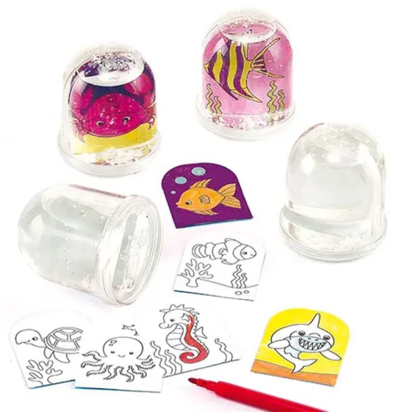 Baker Ross ET437 Sealife Colour-In Snow Globes (Box of 4)