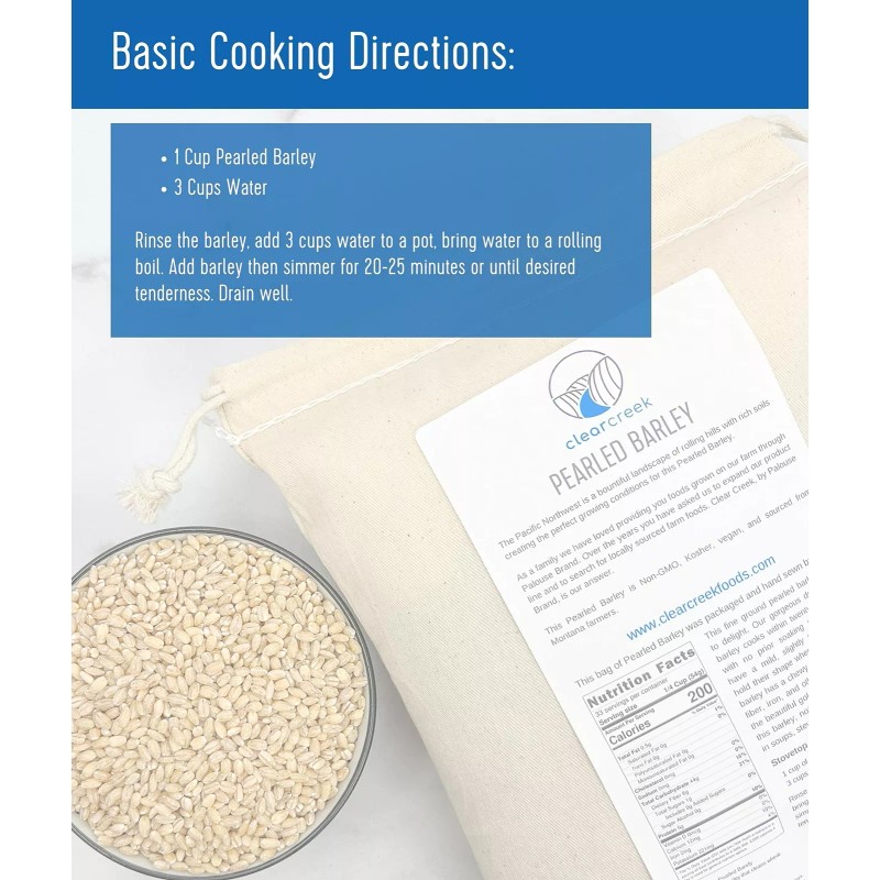 Clear Creek, Pearled Barley, 18 lbs Bulk