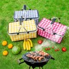 Picnic Basket Foldable Oxford Cloth Insulated Storage Basket with Check