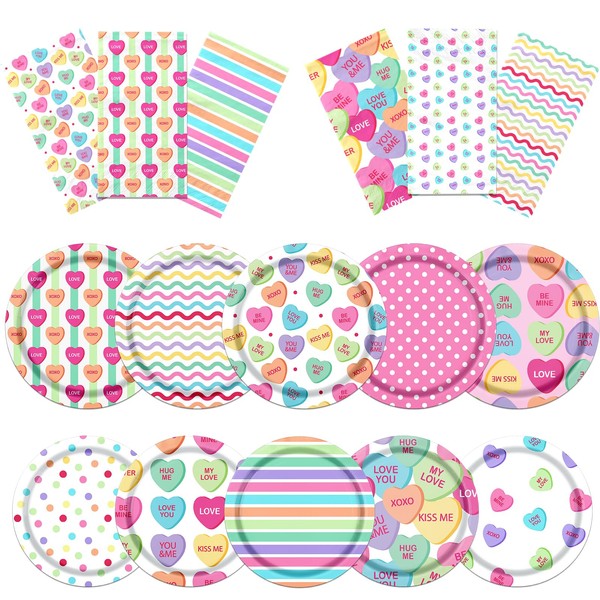 Bezkega Valentines Party Plates and Napkins,Valentines Day Tableware Disposable Conversation