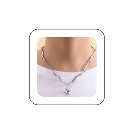Inilbran Punk Spiked Ball Necklace Vintage Starburst Pendant Necklace Silver Thorn Star Choker Necklace Adjustable Meteor Star Chain Necklace Jewellery for Women, Zinc