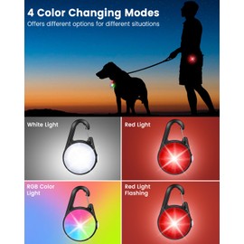 DAAMENT Dog Lights for Night Walking, 2 Pack 4 Modes Dog Collar Light, Rechargeable Dog Walking Light for Nighttime Clip On, IP68 Waterproof Safety Light for Running, Cycling, Camping (Black)