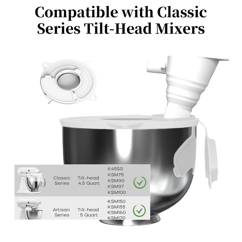 KitchenAid Mixer Attachments Flour Funnel & Splash Guard, Mess-Free Flour