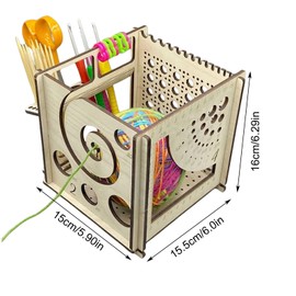 Wooden Yarn Bowl for Crochet Wooden,5Mm Thickened All-in-Wooden Yarn Bowl Crochet Storage Boxes All-in-One Multifunctional Yarn Holder for Crochet Accessories Crochet Storage(Only Box)