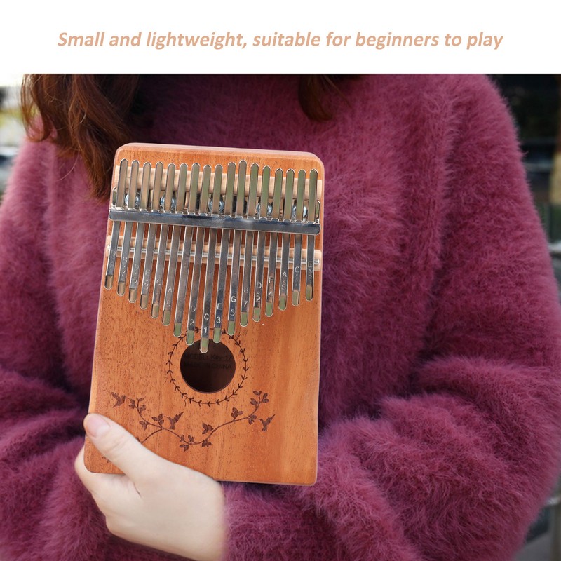 17 Keys Thumb Piano Mahogany Wood Finger Harp Mini Thumb