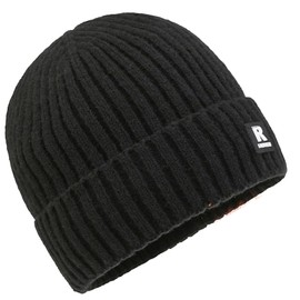 PORUPAEL Beanie Hats for Men, Knit Cuffed Beanie for Men and Women, Winter Hats with Thick Warm Fleece Lining, Unisex Thermal Knit Hat Black